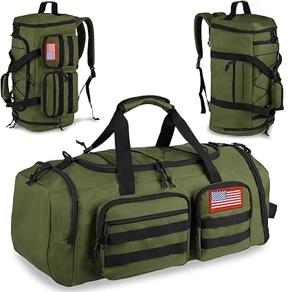 Tactical Gym Bag for Men,50L Large 3 in 1 Sports Duffle Bag with Shoes Compartment for Travel,Water Resistant Travel Backpack Weekender Overnight Bag with Wet Pocket for Women