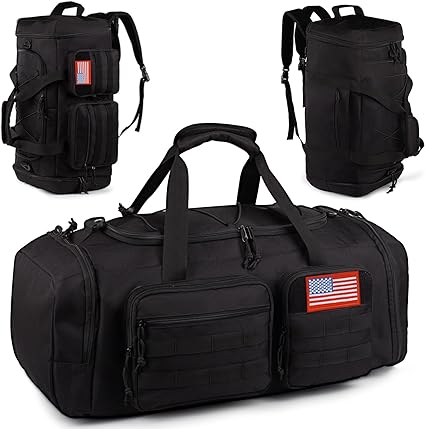 Tactical Gym Bag for Men,50L Large 3 in 1 Sports Duffle Bag with Shoes Compartment for Travel,Water Resistant Travel Backpack Weekender Overnight Bag with Wet Pocket for Women