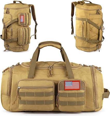 Tactical Gym Bag for Men,50L Large 3 in 1 Sports Duffle Bag with Shoes Compartment for Travel,Water Resistant Travel Backpack Weekender Overnight Bag with Wet Pocket for Women