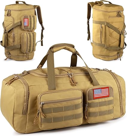 Tactical Gym Bag for Men,50L Large 3 in 1 Sports Duffle Bag with Shoes Compartment for Travel,Water Resistant Travel Backpack Weekender Overnight Bag with Wet Pocket for Women