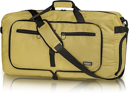 Fmeida 65L Duffle Bag with Shoes Compartment, Foldable Duffel Bags for Men Women, Large Packable Travel Bag Water Repellent & Tear Resistant (Black)