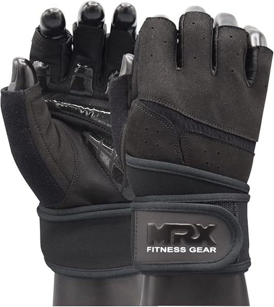 MRX Weightlifting Gloves for Men Workout Gloves Mens Wrist Support Lifting Gloves Male Gym Gloves | Workout Gym Accessories for Men Weight Lifting Fingerless Gym Exercise for Powerlifting