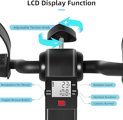 Himaly Mini Exercise Bike Portable Pedal Exerciser Gym Fitness Leg Arm Training Adjustable Resistance with LCD Display for Women and Men