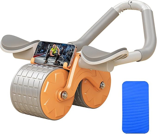 Ab Roller Wheel with Elbow Support, Upgraded Elbow Support Automatic Rebound Abdominal Wheel, 2 In 1 Plank & Abdominal Exercise Equipment for Home Fitness Gym Use, Ab Trainer Abs Workout Equipment