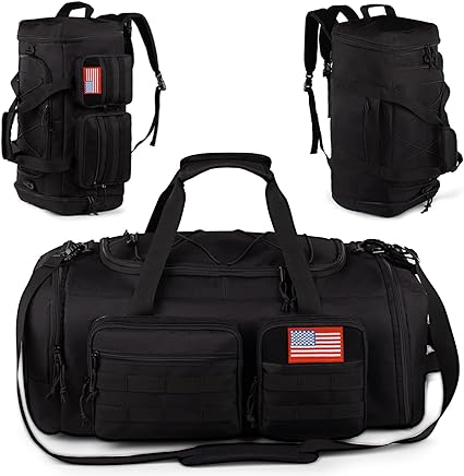 Tactical Gym Bag for Men，50L Large 3 in 1 Sports Duffle Bag with Shoes Compartment for Travel,Water Resistant Travel Backpack Weekender Overnight Bag with Wet Pocket for Women