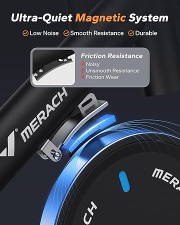 MERACH Exercise Bike with LCD Display, Stationary Bike with Exclusive App for Customized Exercise Plans, Quiet Indoor Cycling Bike Exercise Equipment for Home Gym Use, 300lbs Weight Capacity
