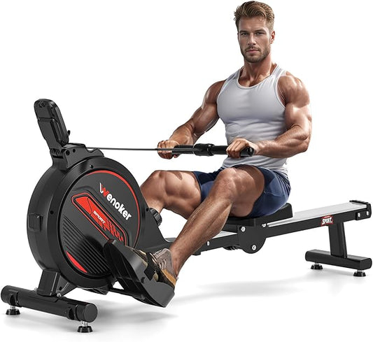 Wenoker Rowing Machine Magnetic Foldable, Fitness Exerciser Indoor Equipment for Home Gym Use, Cardio Training Machine,350LB Capacity with LCD Monitor