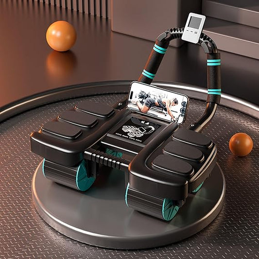 2024 New Ab Wheel Roller with Elbow Support - Automatic Rebound Abdominal Wheel Roller, The Upgraded Four-wheel Abdominal Wheel Core Workout Equipment Home Gym Abs Machine