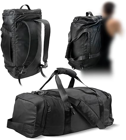 Travel Duffle Bag Backpack - 60L - Heavy Duty Travel Bag for Men/Women with Shoe Compartment - Carry On Duffel with Multiple Pockets & Straps - Water Resistant Bag for Airplane & Trips